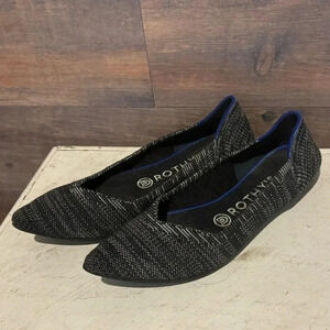 ROTHY’S Granite Heather black gray The Point Flats Womens Size 7 Blue Trim
